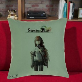 Perna Personalizata Steins Gate Kurisu Makise Anime, 40x40 cm, Verde, Husa Detasabila, Perna Inclusa, BEKZ®