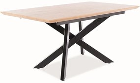 Masă de sufragerie extensibilă 160-220 cm Carlos (stejar + negru) (pentru 8 și mai multe persoane). 1050005