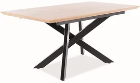 Masă de sufragerie extensibilă 160-220 cm Carlos (stejar + negru) (pentru 8 și mai multe persoane). Promo -6%. 1050005