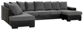Colțar Scandinavian Choice 540Negru, Gri, 380x215x90cm, Picioare: Lemn