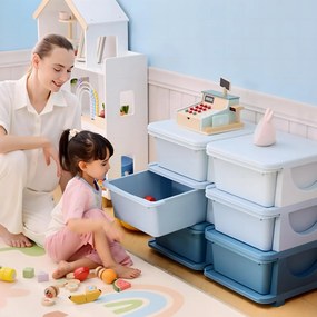 HOMCOM Comodă 6 Sertare pentru Copii cu Margini Rotunjite din PP Albastru | Aosom Romania