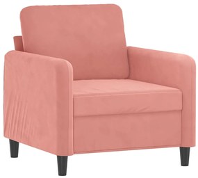 Fotoliu canapea cu taburet, roz, 60 cm, catifea Roz, 78 x 77 x 80 cm