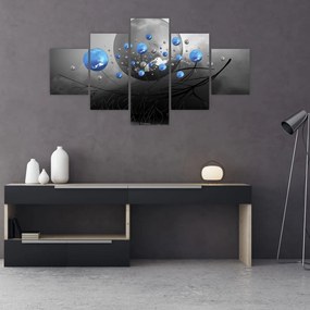 Tablou cu bile abstracte albastre (125x70 cm), în 40 de alte dimensiuni noi