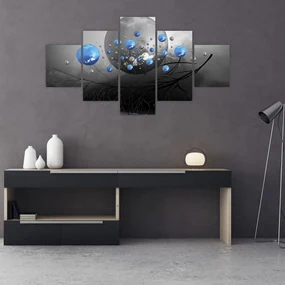 Tablou cu bile abstracte albastre (125x70 cm), în 40 de alte dimensiuni noi
