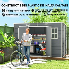 Outsunny Căsuță de Grădină pentru Depozitare Unelte 4.96m² Gri | Aosom Romania