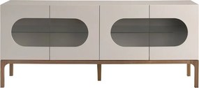 Bufet design modern cu iluminare interioara Gray and Walnut