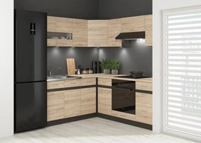 Set bucatarie JUNONA LINE, stejar sonoma/wenge, PAL, 180x200 cm, dreap
