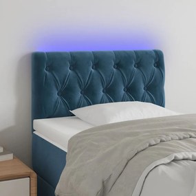 3121982 vidaXL Tăblie de pat cu LED, albastru închis, 80x7x78/88 cm, catifea