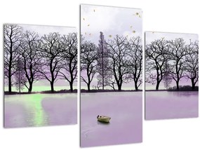 Tablou - Barcă pe lac (90x60 cm)