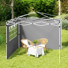 Outsunny Panouri laterale pentru tonelă 3 x 3 m panouri pentru pavilion cu fereastră set de 2 țesătură Oxford gri deschis | Aosom Romania