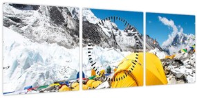 Tablou - Camping la munte (cu ceas) (90x30 cm)