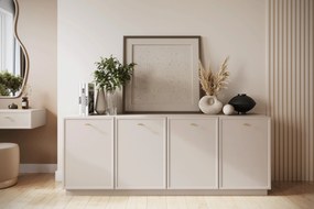 Comoda cu patru uși Lorini 200 cm - cașmir / aurii Mânere T-bar