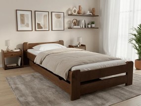 Pat de o persoana Emily 90x200 cm, stejar Saltele: Cu saltele Sommera 18 cm, Somiera pat: Cu lamele drepte