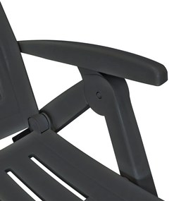 Sezlong de plaja cu suport picioare, antracit, plastic 1, Antracit