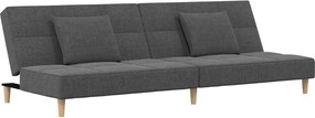 vidaXL Canapea extensibilă cu 2 locuri, 2 perne, gri deschis, textil