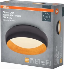 Osram plafonieră LED dimabilă ORBIS LIVIA, LED/16W/230V, diametru 30 cm, antracit/maro
