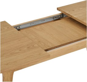 Masă de dining extensibilă cu aspect de lemn de stejar cu blat suplimentar 90x180 cm Darwin – House Nordic
