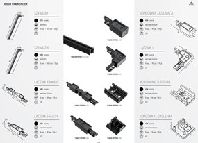 Sina trifazata neagra 1 metru lungime ARGON T-RACK