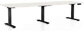 Masă înălțime reglabilă OfficeTech Long, 260 x 80 cm, picioare negre, frasin alb