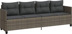 vidaXL Șezlong cu perne, gri, poliratan