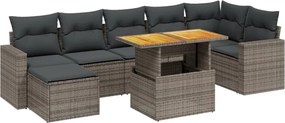 vidaXL Set canapele de grădină cu perne, 8 piese, gri, poliratan