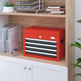 DURHAND Dulap pentru unelte Trolley, inclusiv lacăt, 2 chei, 45 cm x 24,5 cm x 32,5 cm, Roșu | Aosom Romania