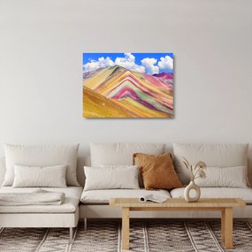 Tablou pe sticlă - Muntele Curcubeu, Peru (70x50 cm)