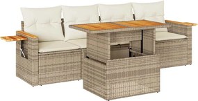 vidaXL Set canapele de grădină cu perne 5 piese bej poliratan/acacia