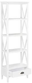 280035 vidaXL Bibliotecă cu 1 sertar, alb 60x30x170 cm, MDF