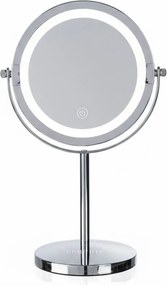 Oglinda cosmetica Beautifly Looking Glass Light, 14,5 cm, Marire 10x, USB-C, LED, Reglare la 360°, Argintiu