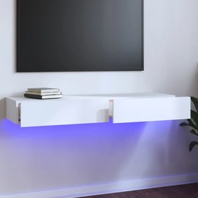 832863 vidaXL Comodă TV cu lumini LED, alb, 120x35x15,5 cm