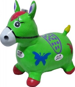 Calut de sarit gonflabil NOVOKIDS™ Jumping Donkey, Cu sunete si lumini, Dimensiuni 55X50X25 cm, Pentru interior si exterior, Max 50 kg, Verde