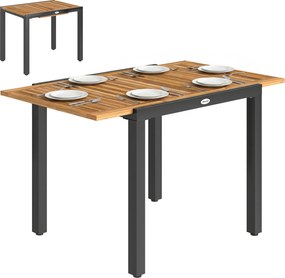Outsunny Masă de Grădină Extensibilă 120/80x70 cm Cadru din Oțel și Blat din Lemn de Acacia pentru 4-6 Persoane Natural | Aosom Romania