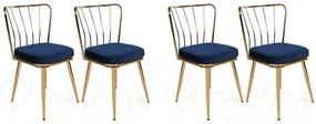 Set de scaune de sufragerie Yildiz Dark Blue, 4bucăți