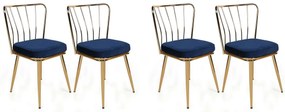 Set de scaune de sufragerie Yildiz Dark Blue, 4bucăți
