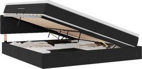 vidaXL Pat cu saltea și LED cu saltea Negru 200 x 200 cm Catifea