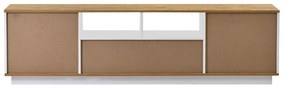 Mobilier TV modern cu LED-uri reglabile, Alb+Culoare naturală | Aosom Romania