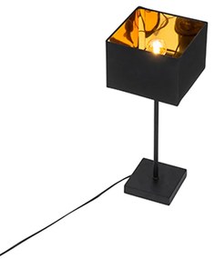 Lampă de masă modernă cu abajur din stofă neagră cu auriu - VT 1