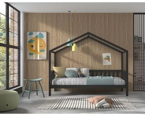 Pat tip căsuță DALLAS cu laterale de siguranță, 90x200 cm, antracit - Vipack