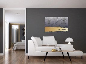 Tablou - Albastru și aur abstracție N⁰1 (90x60 cm)