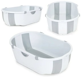 Cada pentru copii cu scurgere pliabilă gri