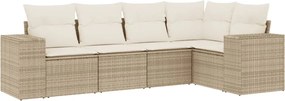 vidaXL Set canapele de grădină cu perne, 5 piese, bej, poliratan