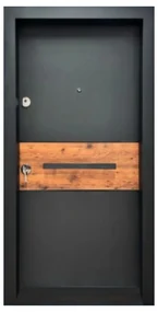 Usa metalica de exterior cu izolatie si vizor Novo Doors NDA2, Din compozit, 2 yale, Kit complet, Pentru case, Gri antracit cu insertie stejar (Sens