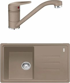 Set chiuveta bucatarie compozit Franke Malta Avena 1 cuva cu picurator 78x50 cm finisaj bej inchis-oyster mat cu baterie