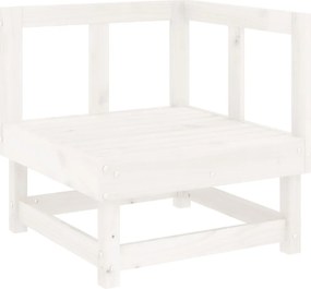 vidaXL Canapea de colț pentru grădină, alb, lemn masiv de pin