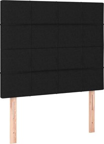 vidaXL Tăblie de pat neagră 80x5x118/128 cm, material textil