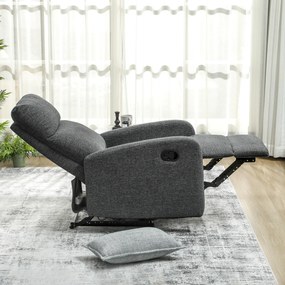 HOMCOM Fotoliu Modern Reclinabil 145° max, Tapițat din Chenille Gri | Aosom Romania