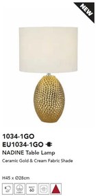 Veioza/Lampa de masa design decorativ Nadine auriu/crem