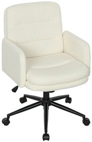 HOMCOM Scaun de birou, fotoliu de birou pivotant cu înălțime reglabilă, funcție de basculare, 61,5 x 65 x 91-101 cm, crem | Aosom Romania