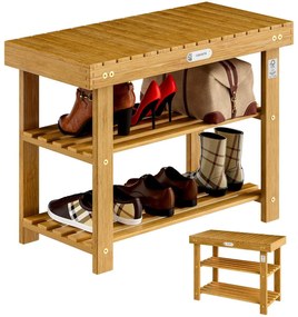 Deuba Raft pentru încălțăminte și bancă 2 în 1 salcâm - 70x33x46 cm